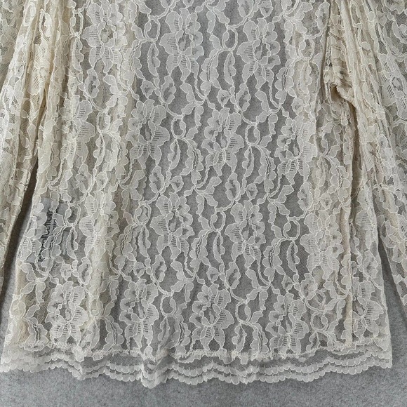 GORGEOUS Lace Cardigan Top Size 12 Ivory Top Boxy Layering Blouse Ruffle Sleeve - Picture 6 of 15